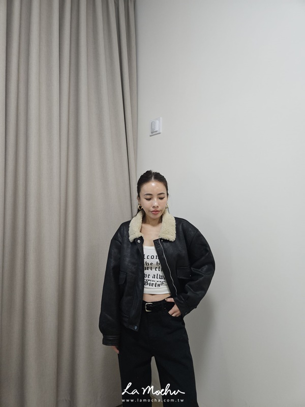 羔羊毛領麂皮短外套